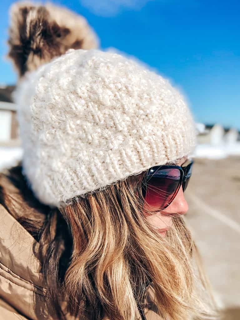 Diamond Crossing Christmas Knitting Hat - Stylish Knit Hat Pattern for Busy Women.