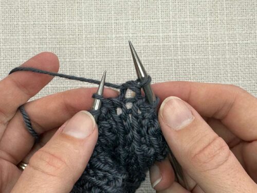 Pb1 in Knitting Step 4. Push/pull the working stitch off the left-hand needle.