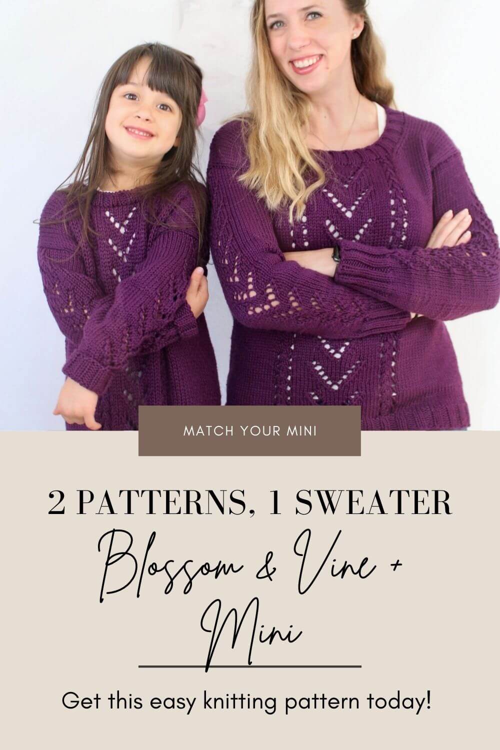 Easy Lace Knitting Pattern for Cherished Mommy & Me Sweaters