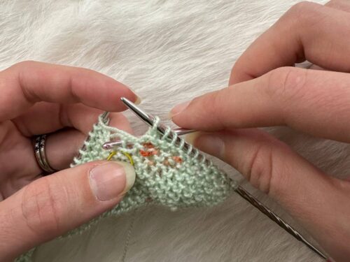 How to Fix a Dropped Stitch in Garter Stitch: Step 2