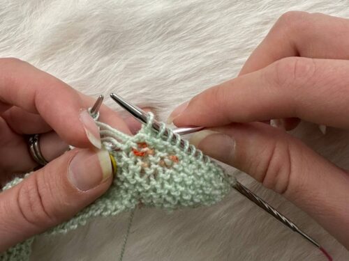 How to Fix a Dropped Stitch in Garter Stitch: Step 1