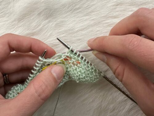 How to Fix a Dropped Stitch in Garter Stitch: Step 3