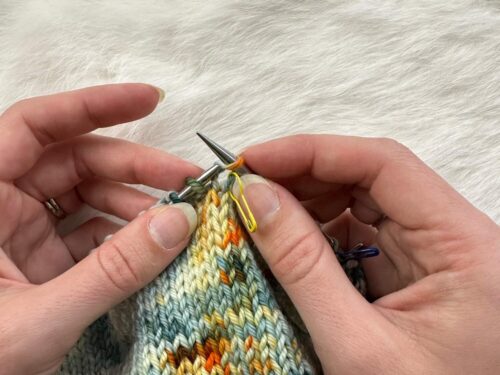 How to Fix a Dropped Stitch in Stockinette Without a Crochet Hook: Step 5