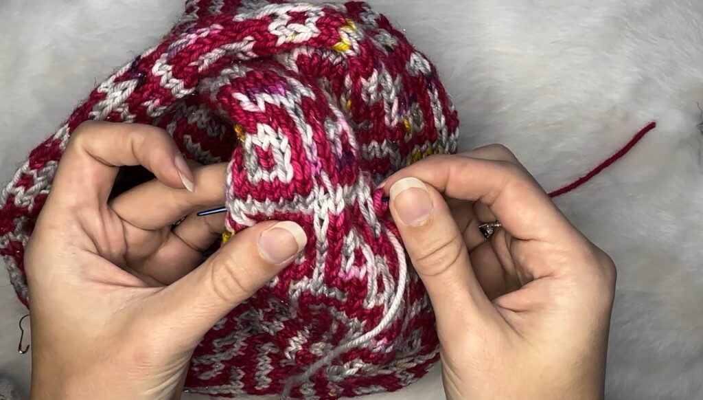 Duplicate Stitch in Knitting Step 1