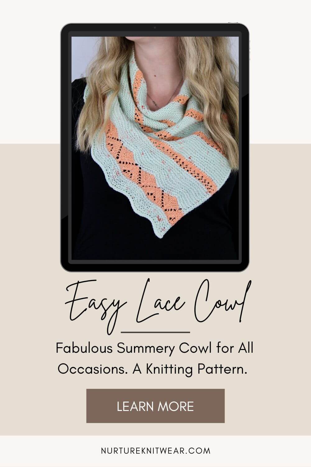 Knit in Style With 3 Beautiful Lace Knitting Stitches in 1 Easy Cowl