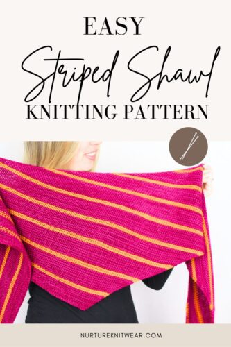 easy knitting pattern for striped shawl in 2 sizes